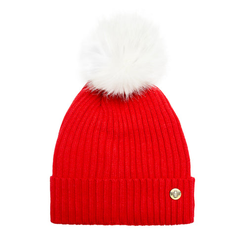 House of Celtic Bee Ribbed Knit Hat - Ferrari Red