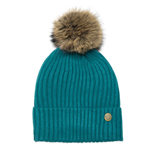 House of Celtic Bee Ribbed Knit Hat - Teal