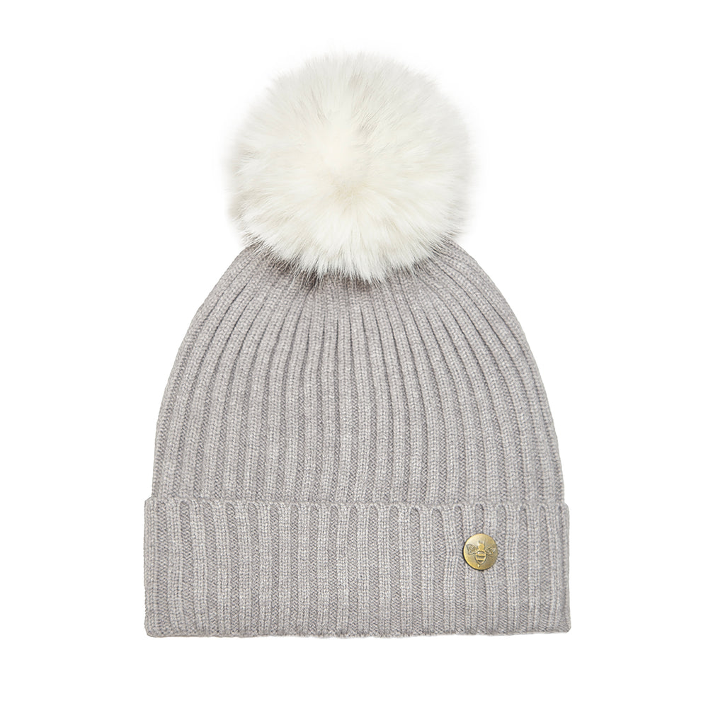 House of Celtic Bee Ribbed Knit Hat - Silver