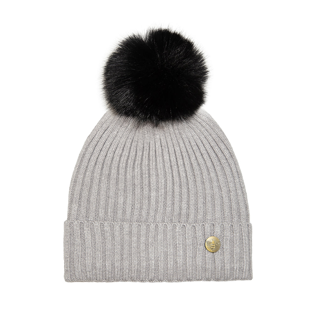 House of Celtic Bee Ribbed Knit Hat - Silver