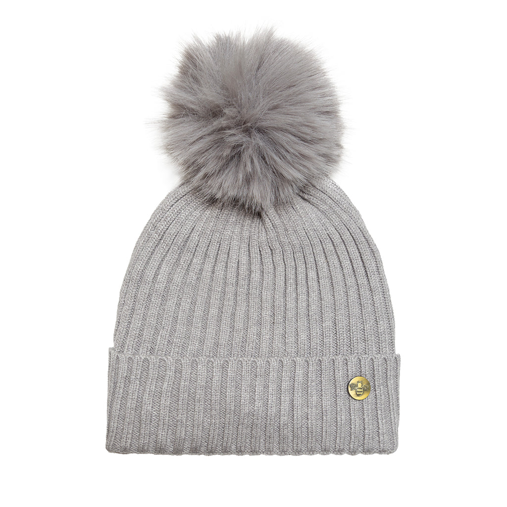 House of Celtic Bee Ribbed Knit Hat - Silver