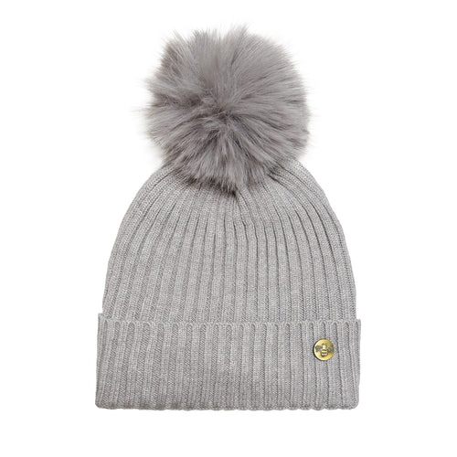 House of Celtic Bee Ribbed Knit Hat - Silver