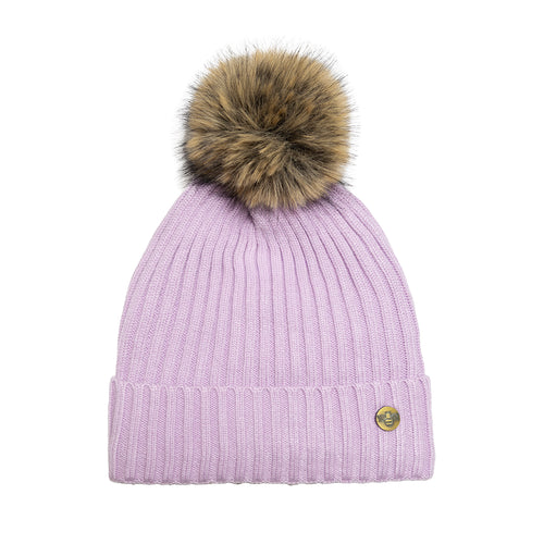 House of Celtic Bee Ribbed Knit Hat - Lilac